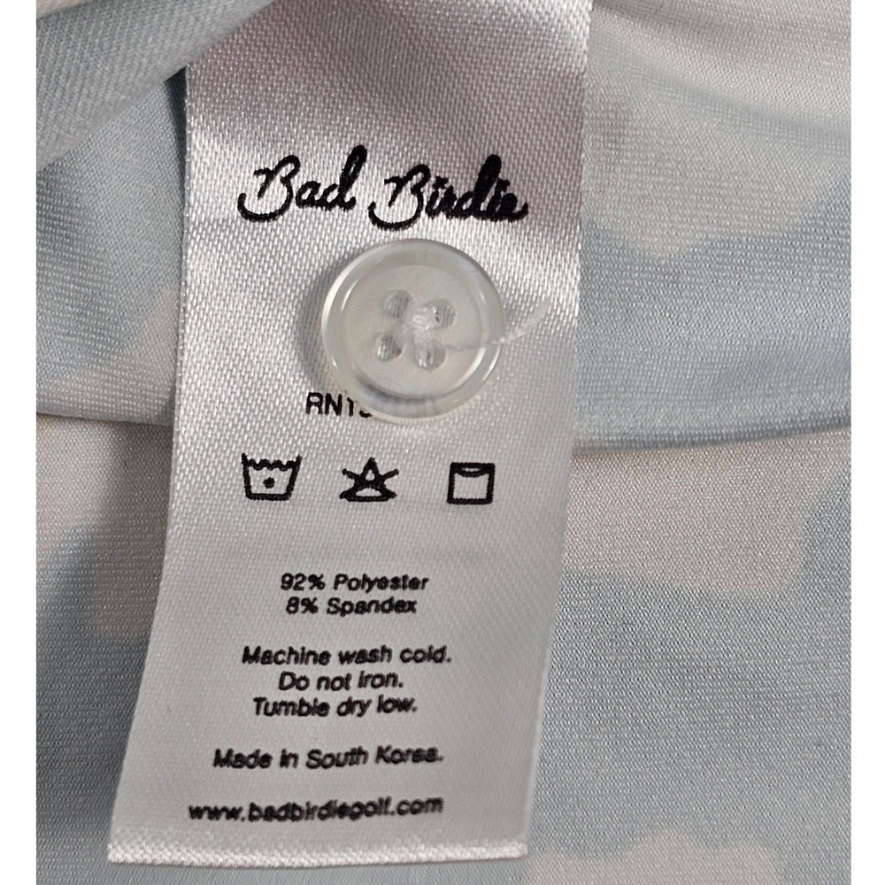 Bad Birdie Mens Golf Polo Shirt Aqua Floral Short Sleeve Button Up Size L - Picture 4 of 8